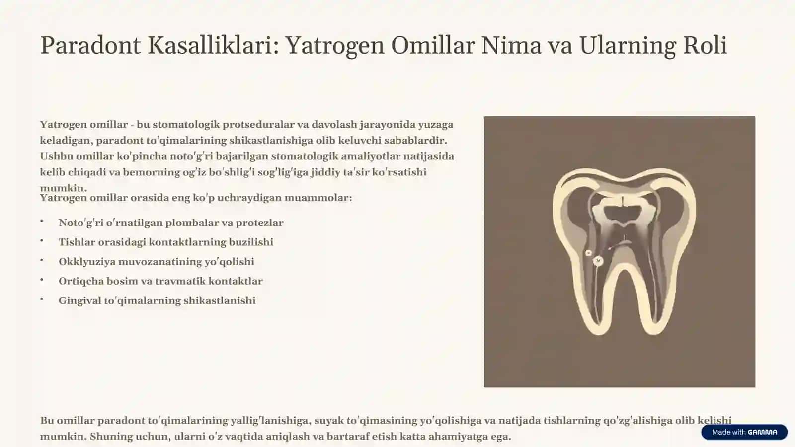 Paradont Kasalliklarida Yatrogen Omillar va Umumiy Amaliyot Shifokori Stomatologining Taktikasi 2