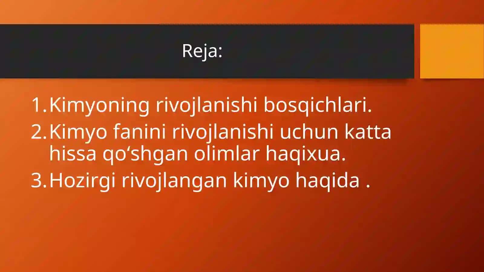 Kimyoning rivojlanish tarixi 2