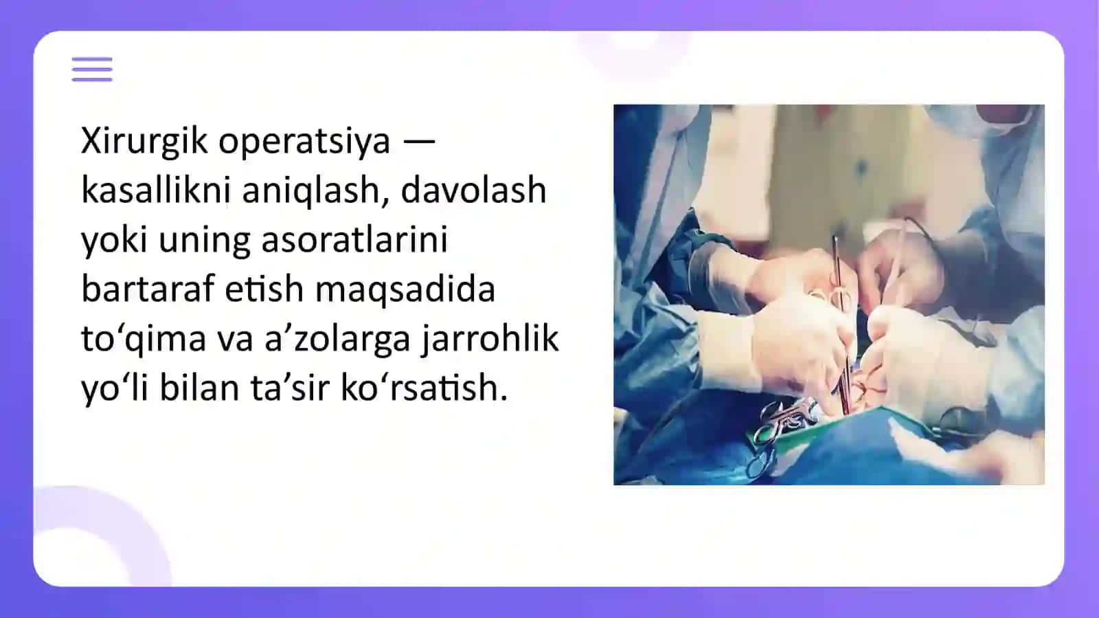 Xirurgik operatsiya va uning turlari 2