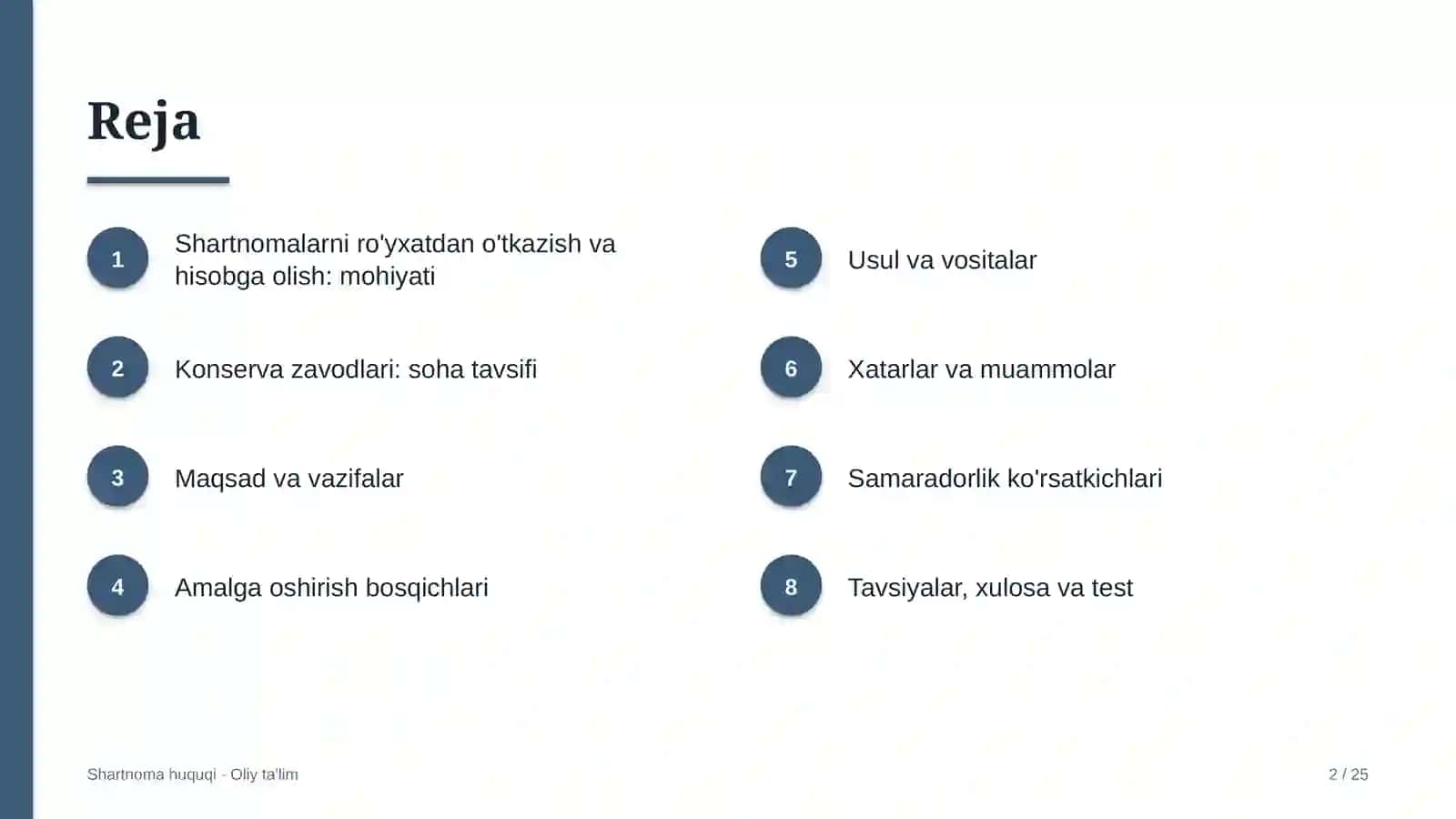 Konserva zavodlarida shartnomalarni ro'yxatdan o'tkazish va hisobga olish 2