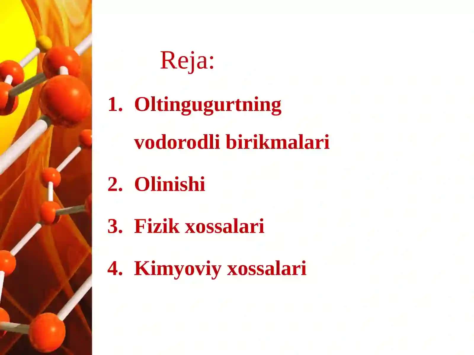 Oltingugurtning vodorodli birikmalari 2