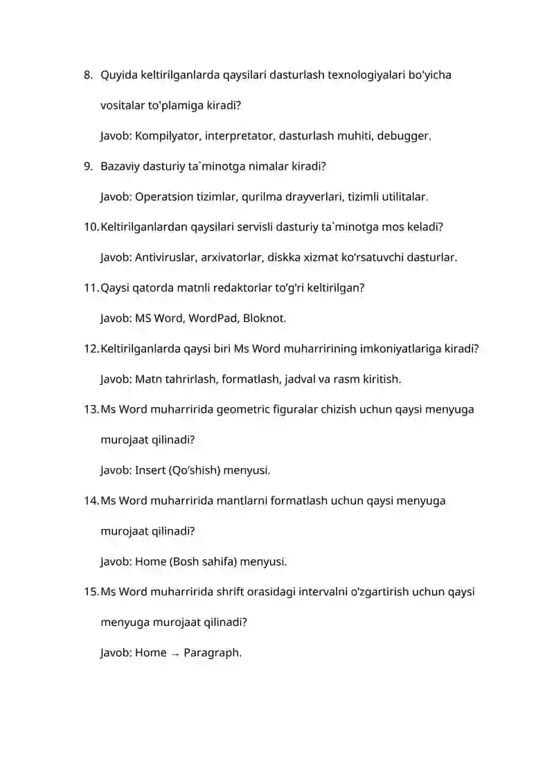 Masofaviy Akt javoblari 2
