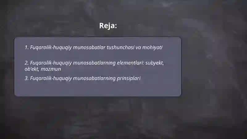 Fuqarolik-huquqiy munosabatlar 2