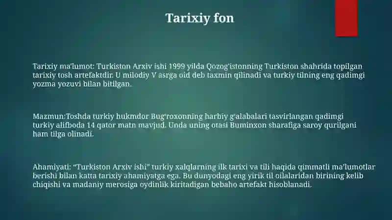 Turkiston Arxiv Ishi 2