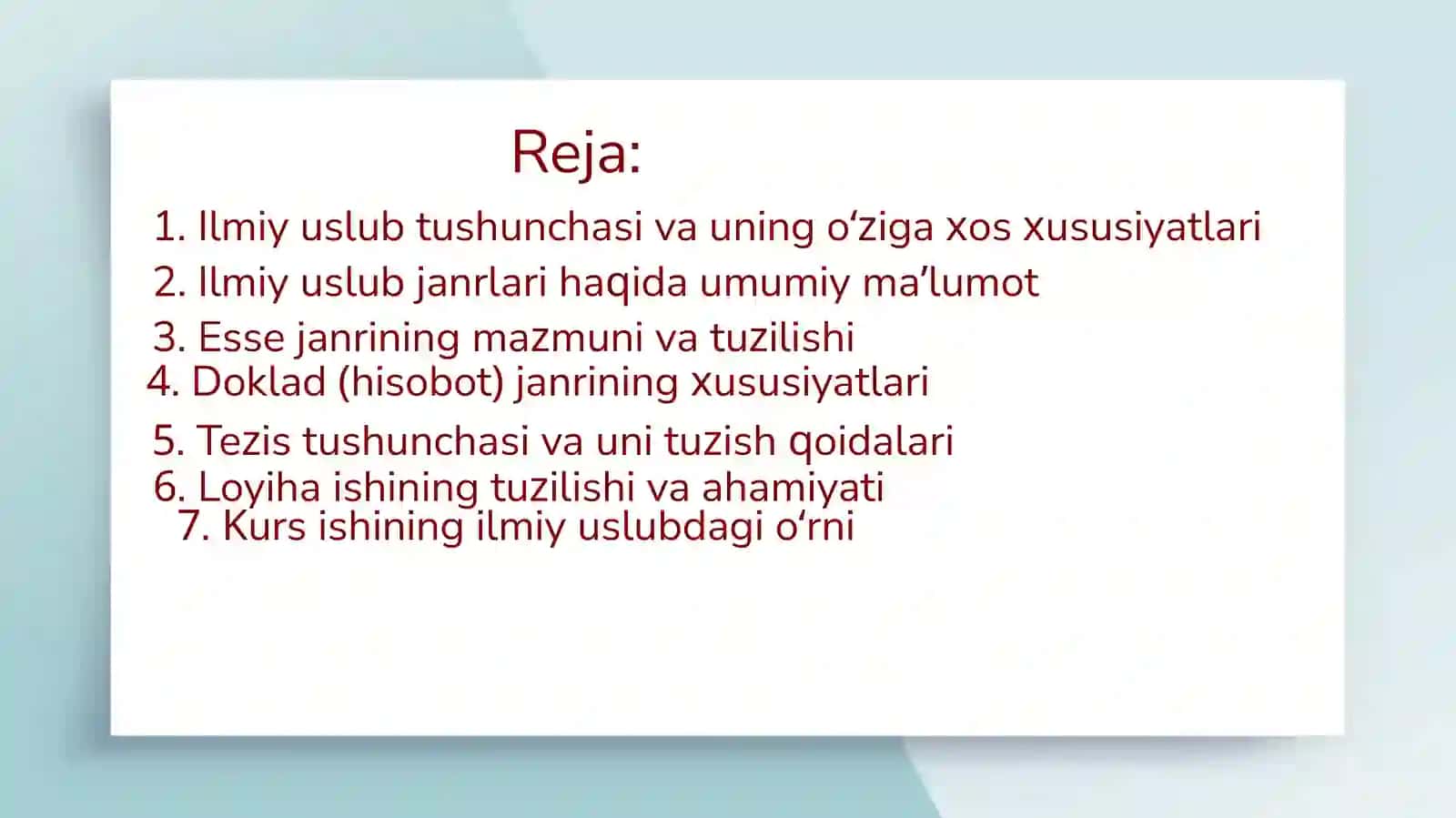 Ilmiy uslub janrlari 2