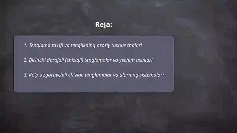 Tenglamalar mavzusi 2