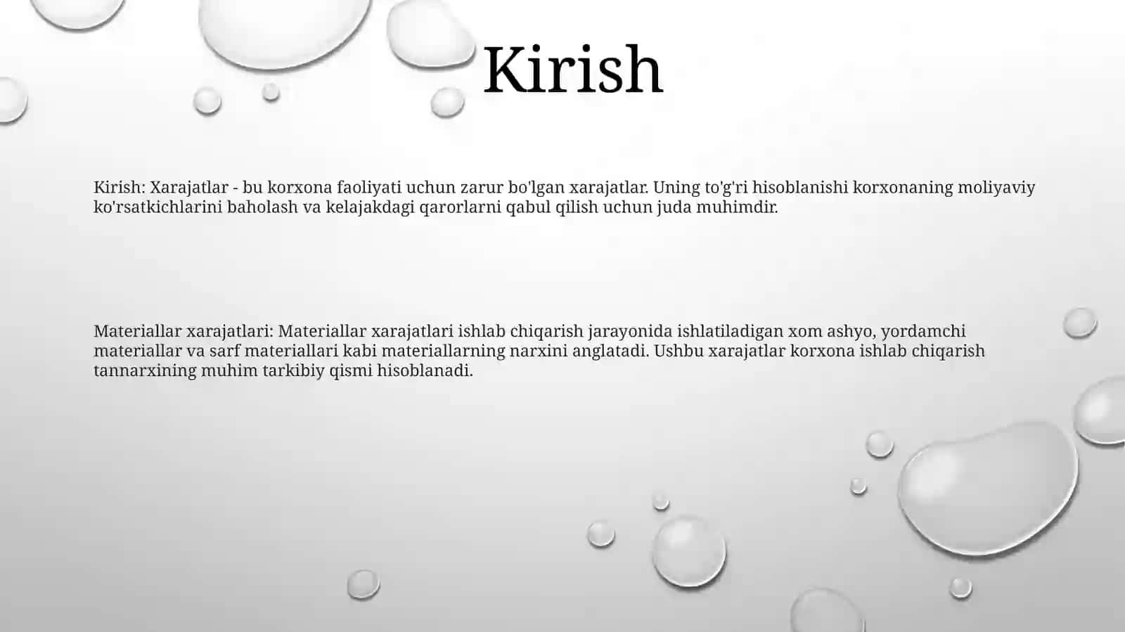 Material Xarajatlarining Hisobi 2