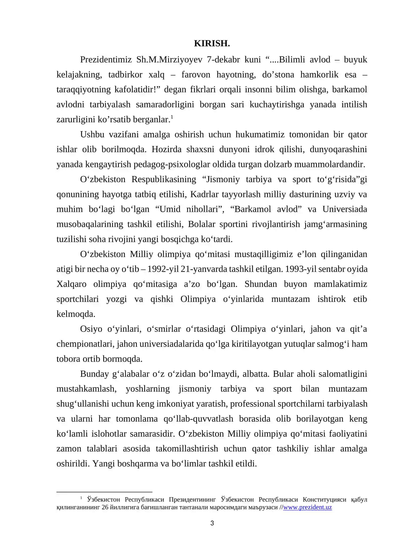O‘zbekiston Respunlikasi Prezidentining O‘zbekiston bolalar sportini rivojlantirish jamg`armasi faoliyatini takomillashtirish chora-tadbirlari to‘g‘risida”gi Farmoni 2