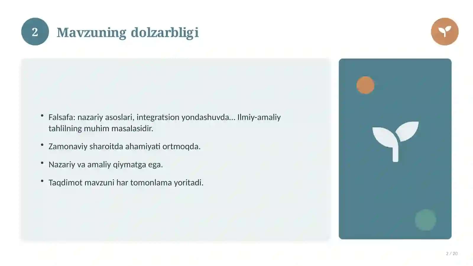 Falsafa: nazariy asoslari, integratsion yondashuvda (Mustaqil ta'lim topshirig'i) 2