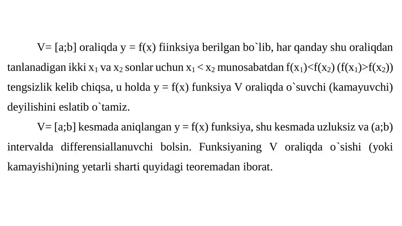 Hosila yordamida funksiyani tekshirish 2