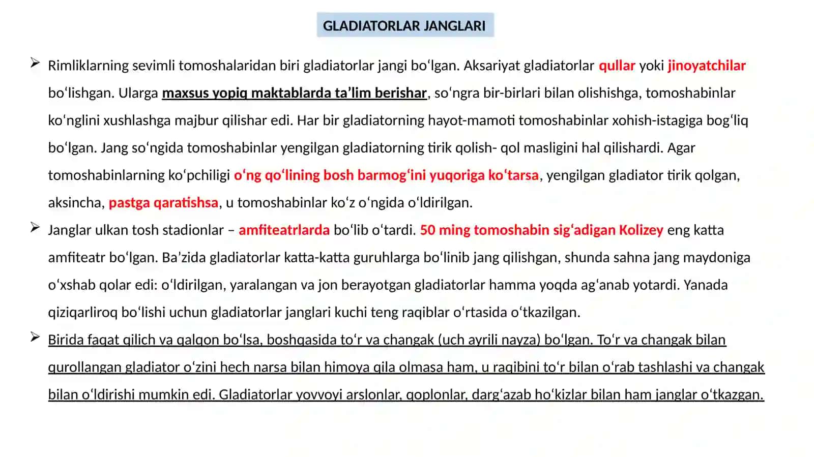 46-§. Qullar va gladiatorlar 2