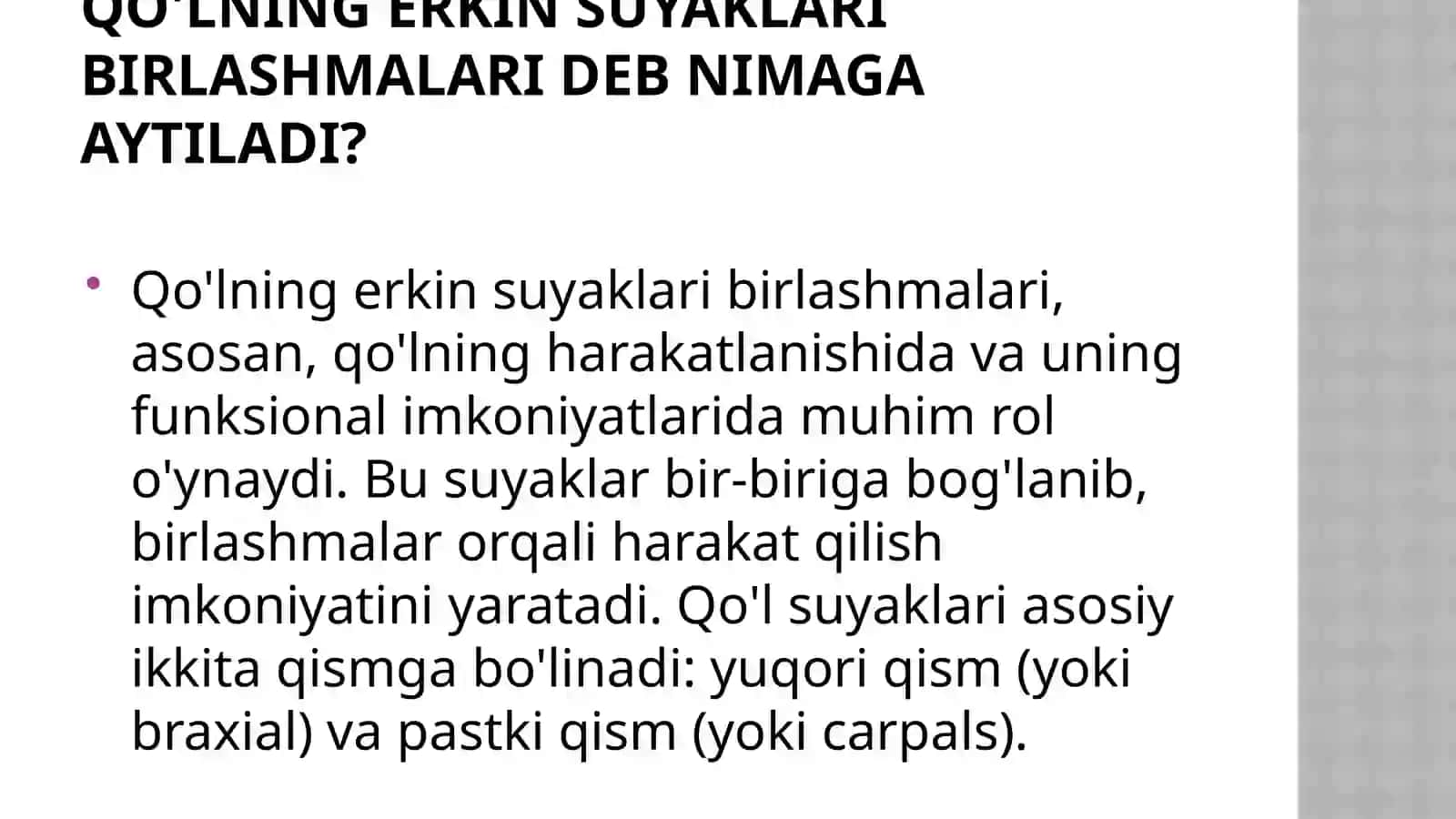 Qo'lning suyaklari birlashmalari 2