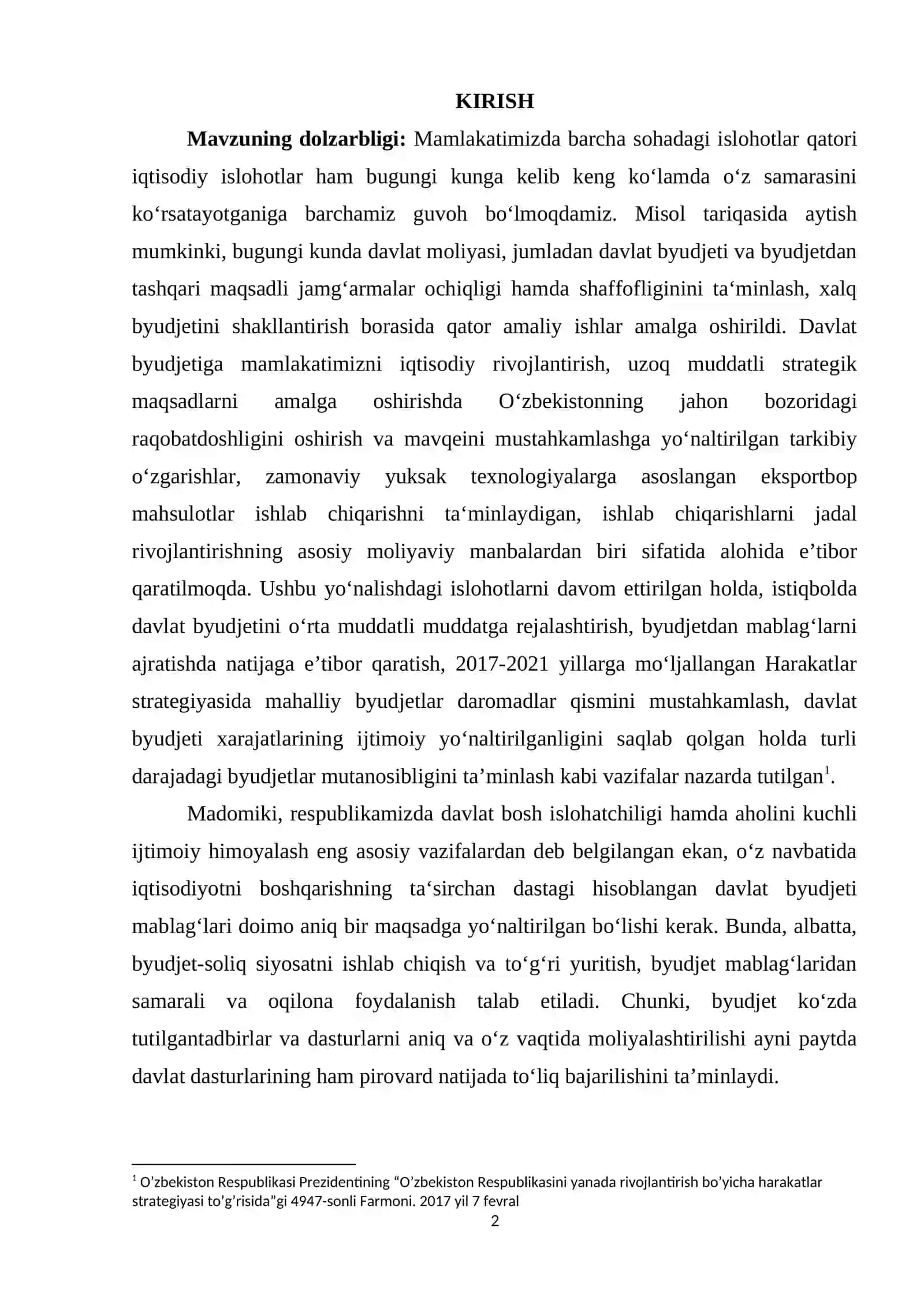O’ZBEKISTON RESPUBLIKASI DAVLAT BUDJETI HARAJATLAR TAHLILI 2
