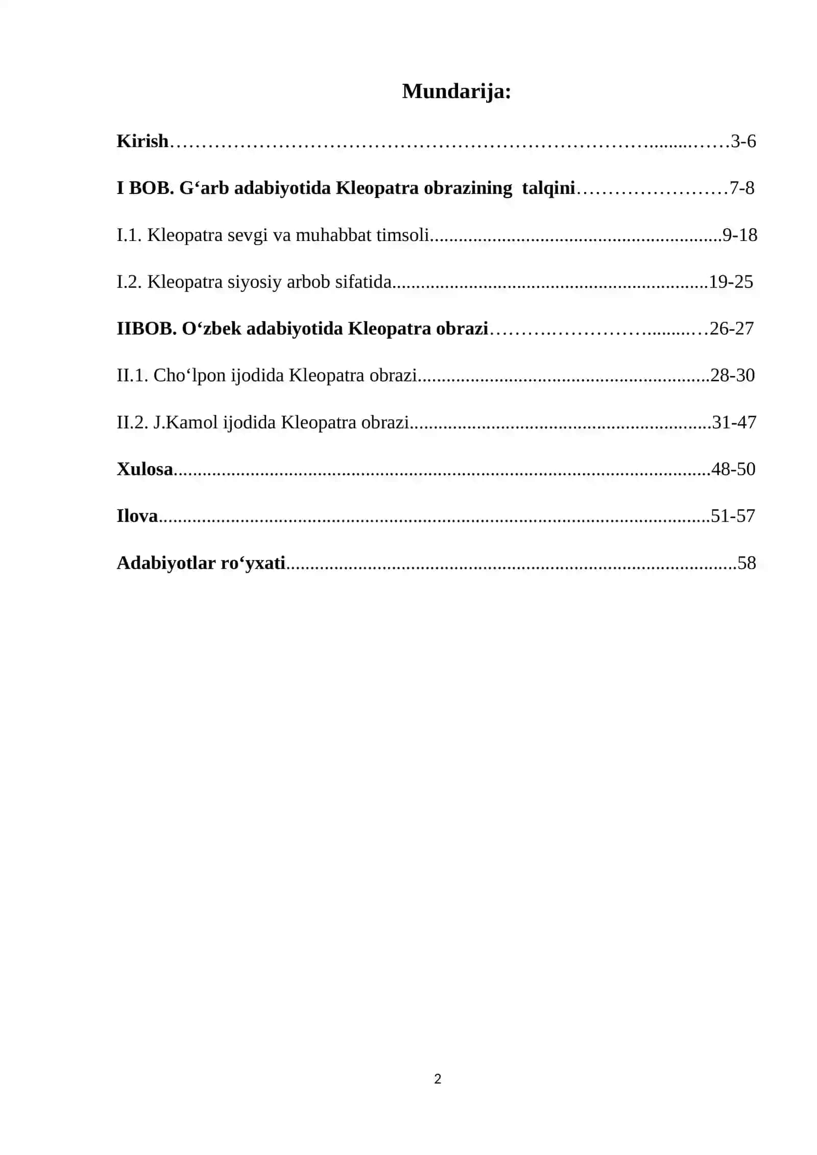O’zbek adabiyotida Kleopatra obrazining talqini 2