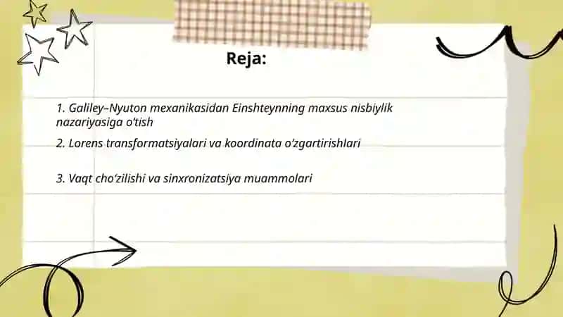 Mexanikada nisbiylik tuzatmalarini o‘rganish 2