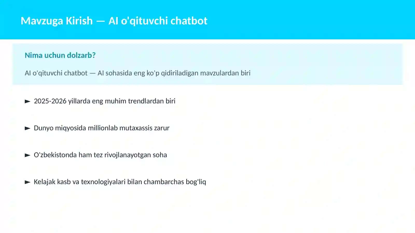 AI o'qituvchi chatbot 2