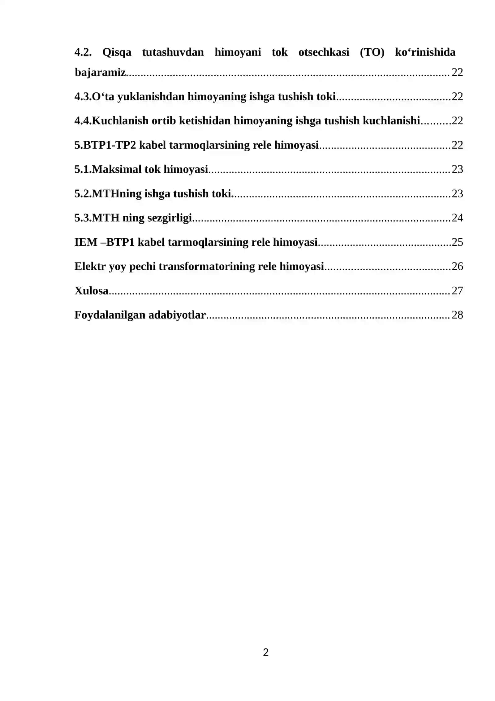 Elektr ta’minoti tarmoqlarida avtomatika va rele himoyasi fanidan kurs ishi 2
