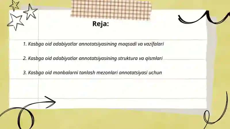 Kasbga oid adabiyotlar annotatsiyasi 2