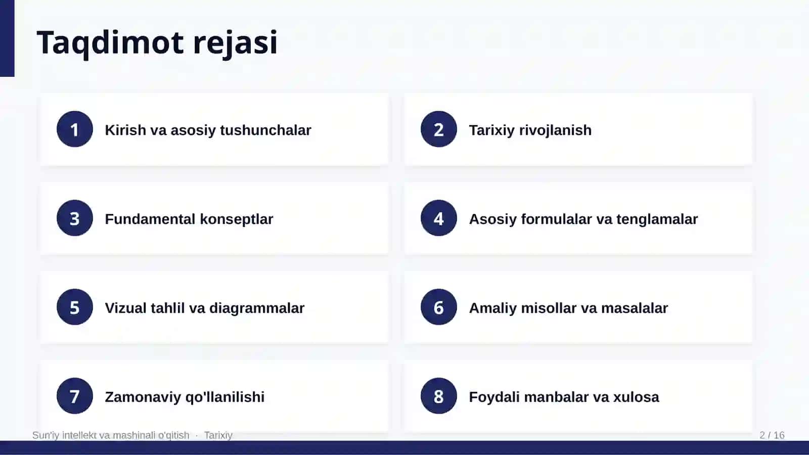Sun'iy intellekt va mashinali o'qitish 2