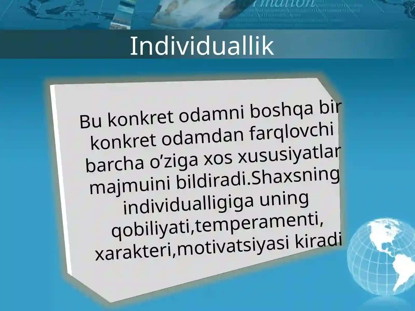 Individuallikning umumiy xususiyatlari 2