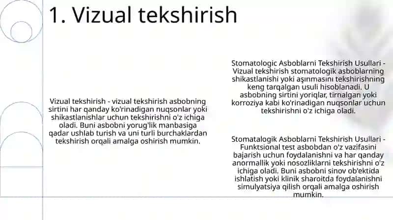 Stomatalogik Asboblarni Tekshirish Usullari 2