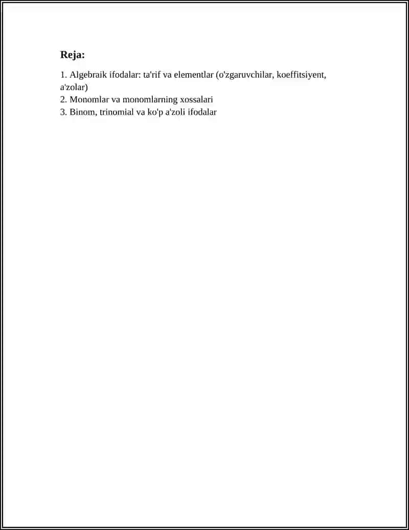 ALGEBRAIK IFODALAR 2
