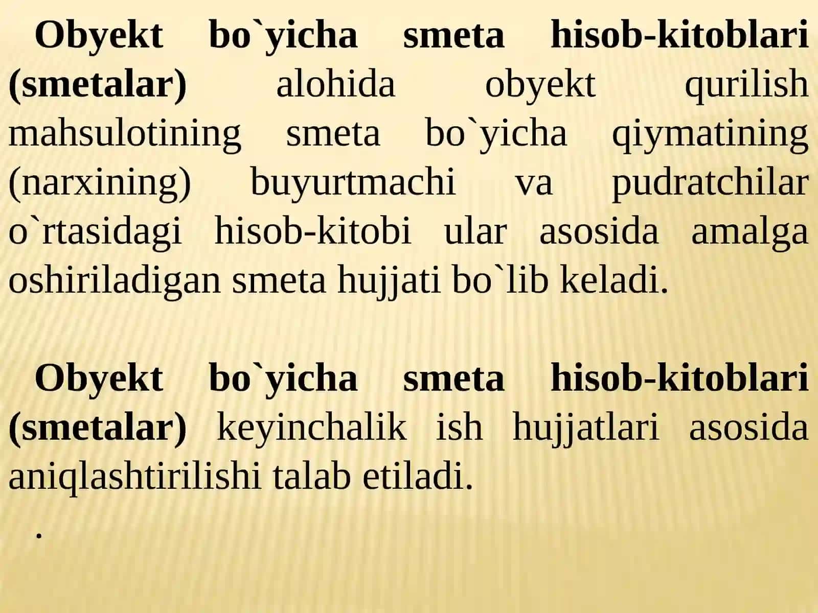 Ob’ektning smeta hisob- kitoblari 2