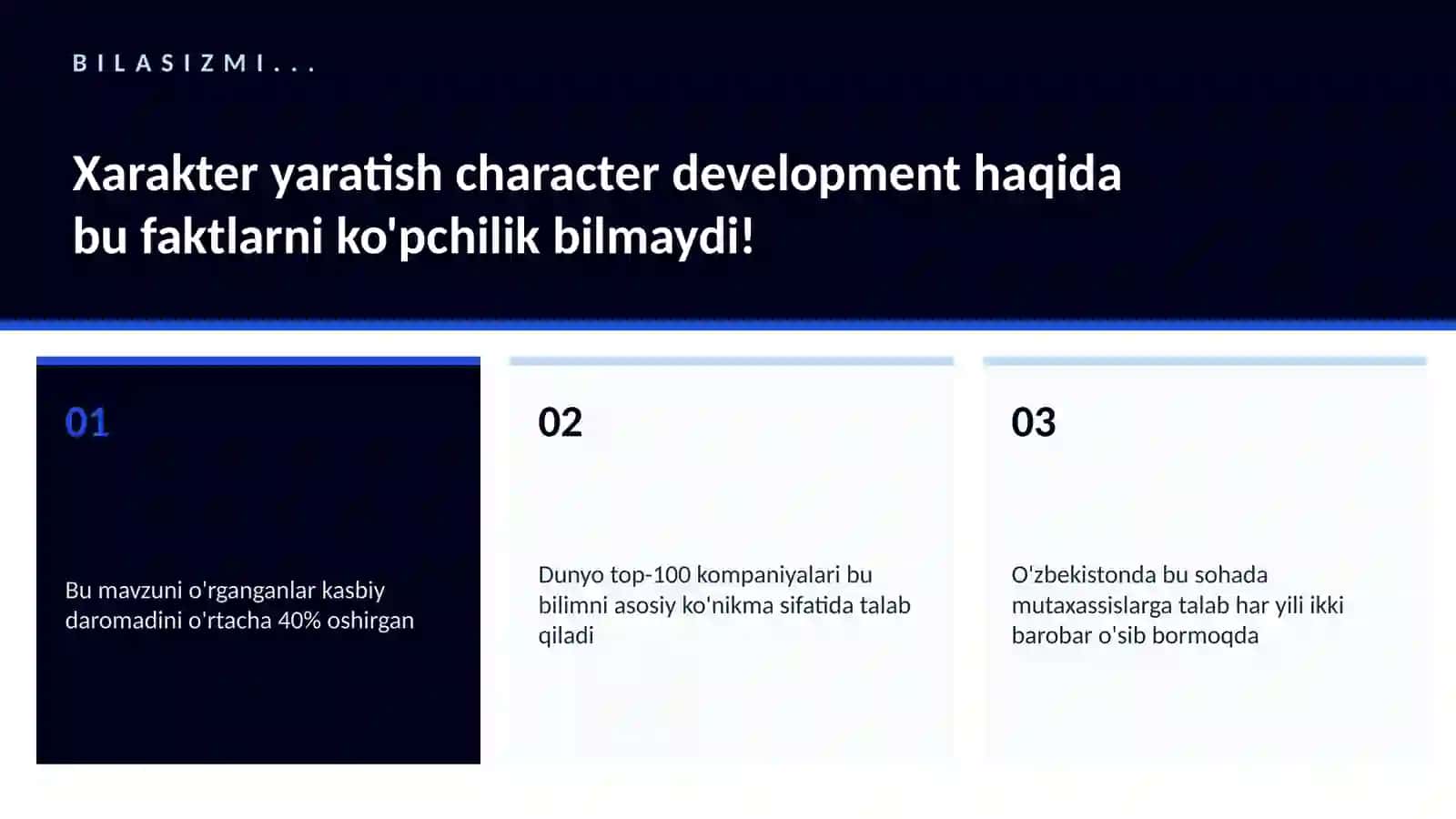 Xarakter yaratish character development 2