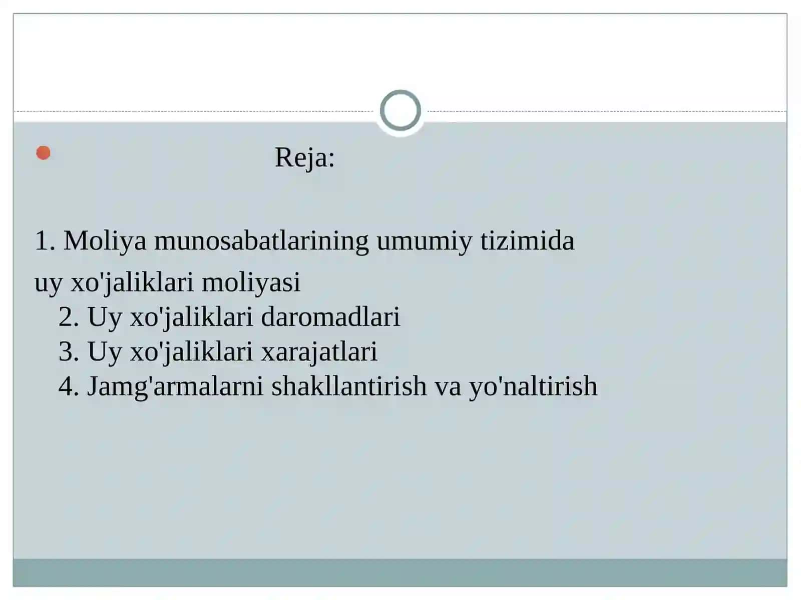 Uy xo`jaliklari moliyasi 2