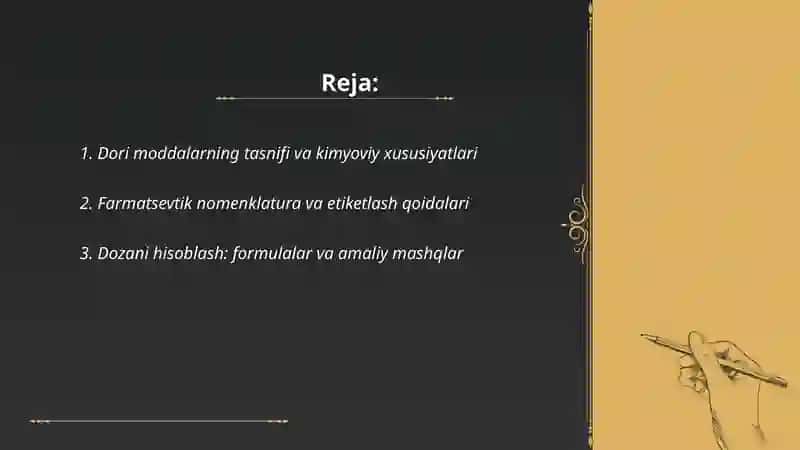 Dori moddalari bilan ishlashni o'rganish 2