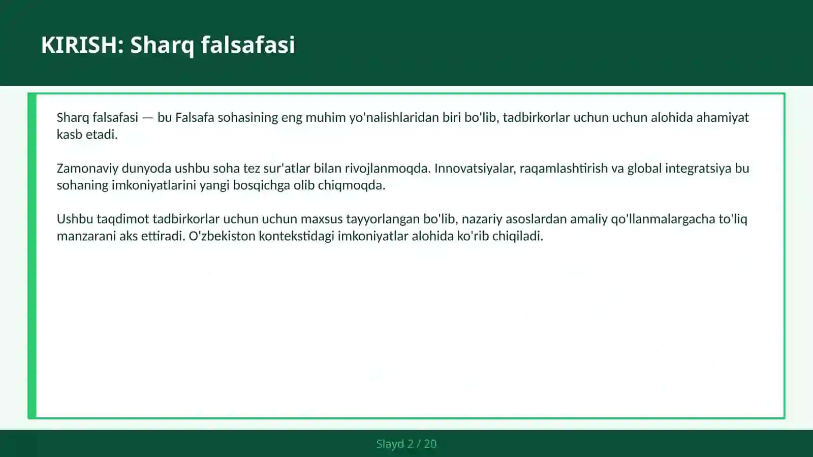 SHARQ FALSAFASI 2