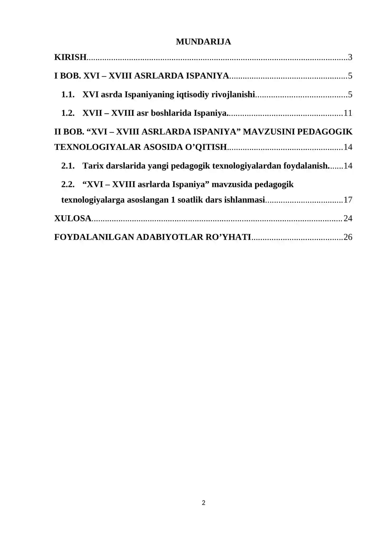 XVI-XVIII asrlarda Ispaniya mavzusini o'rganishda pedagogik texnologiyalardan foydalanish 2