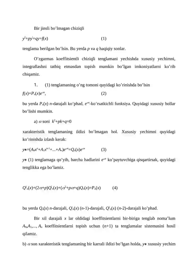 Differensial tenglamalar 2