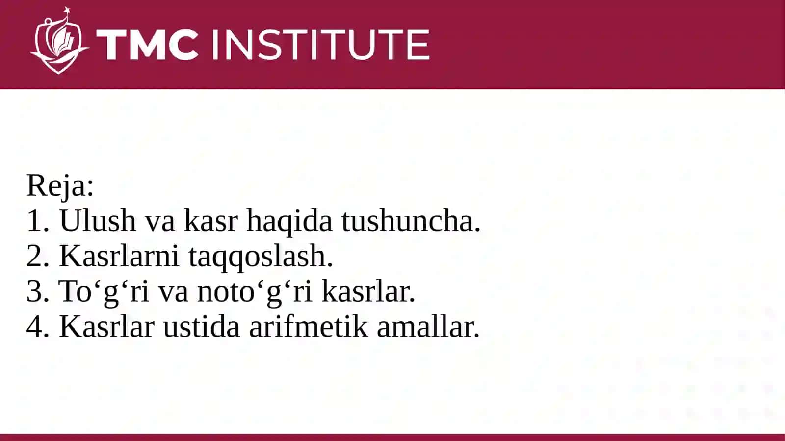 Kasrlar va ular ustida amallar 2