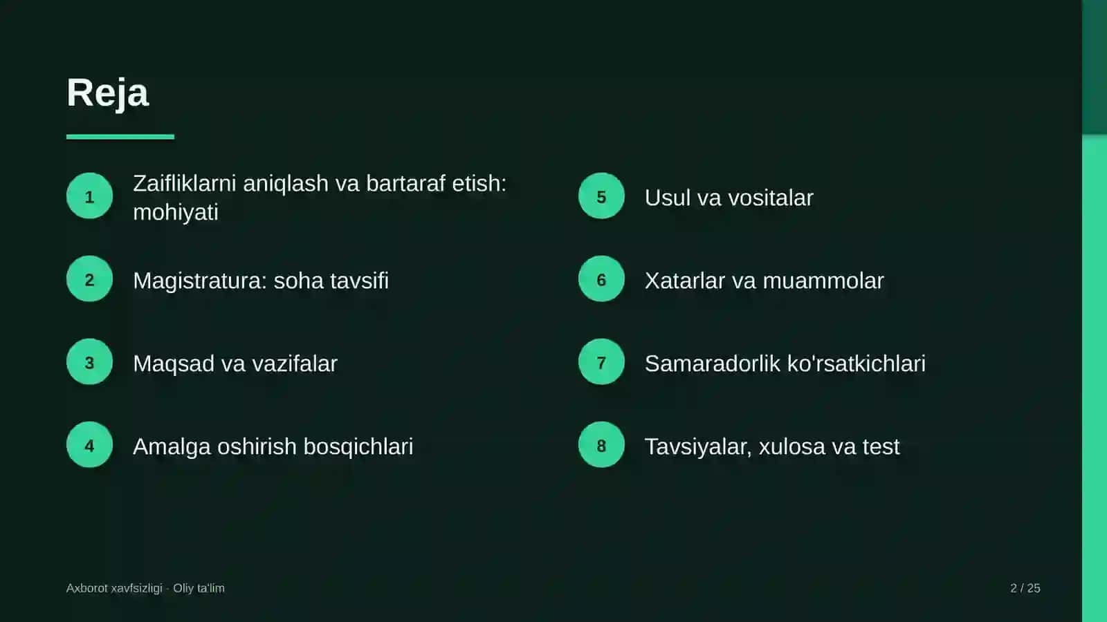 Magistraturada zaifliklarni aniqlash va bartaraf etish 2