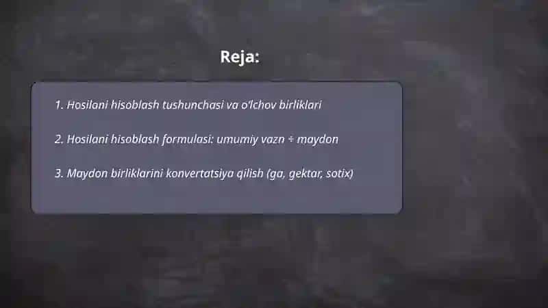 Hosilani hisoblash qoidalari 2