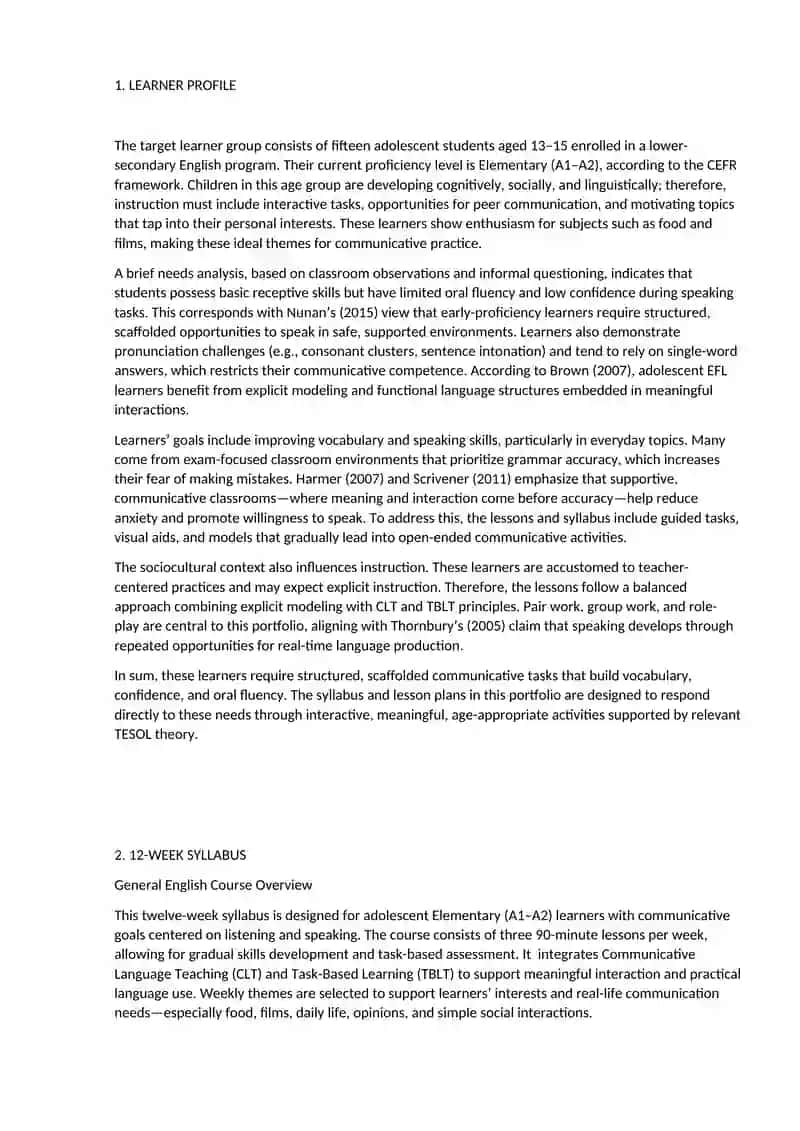 TESOL Skills Portfolio 2