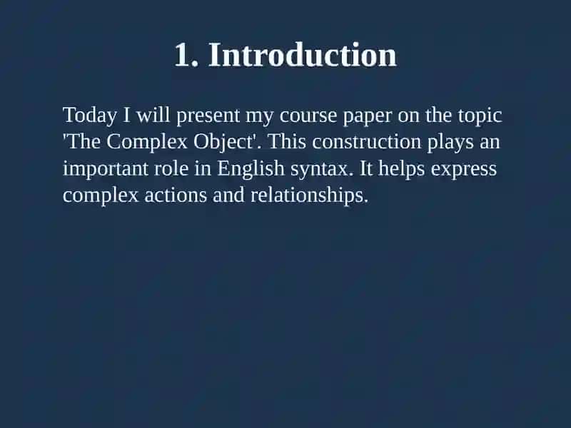 The Complex Object 2