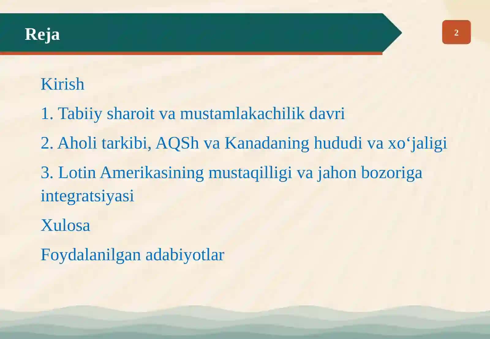 Yangi davrda Shimoliy va Lotin Amerikasi tarixiy geografiyasi 2