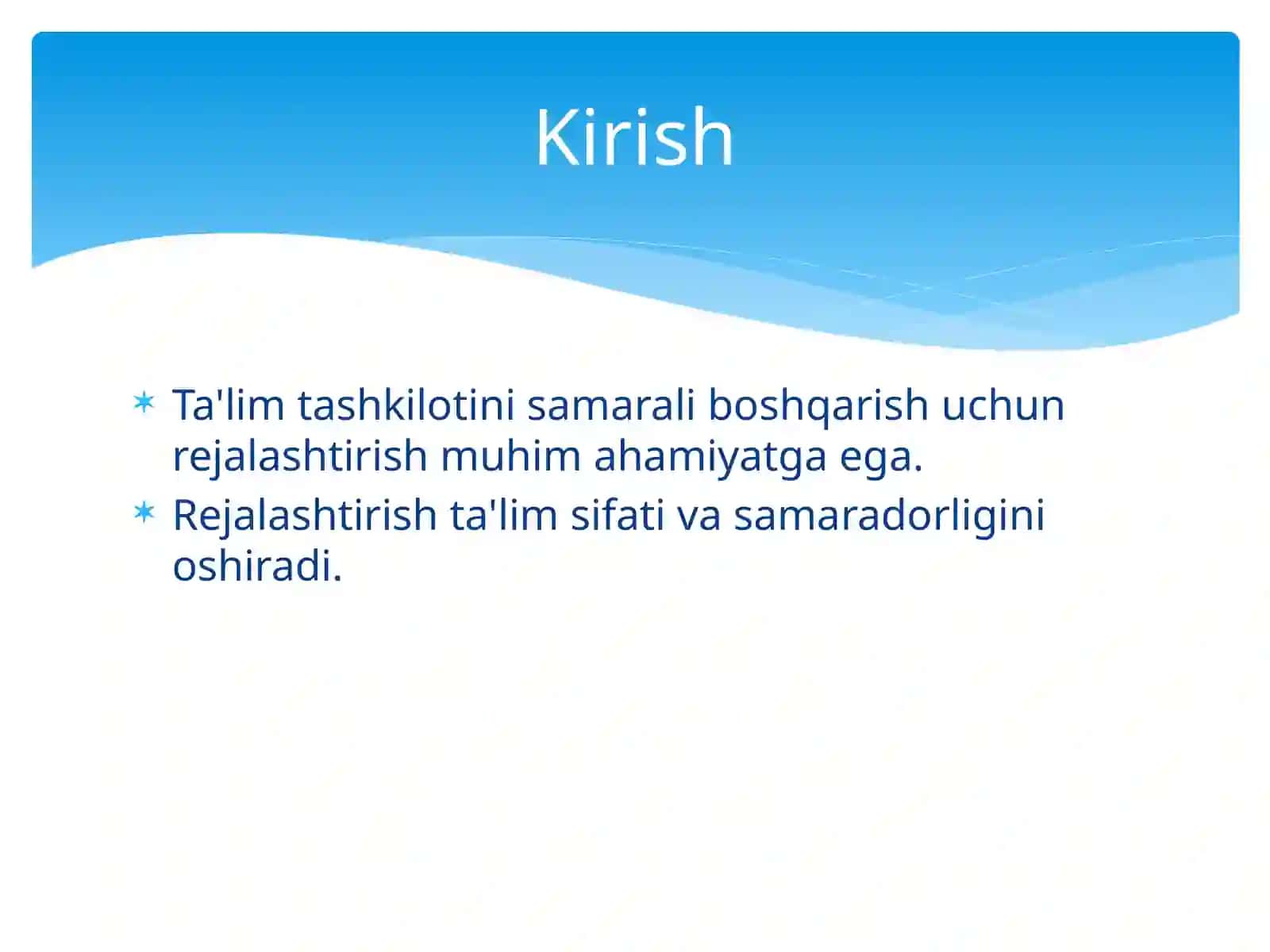 Ta'limtashkilotini boshqarishni rejalashtirish 2
