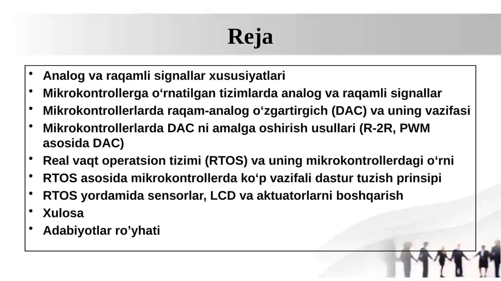 Mikrokontroller va o'rnatilgan tizimlar 2