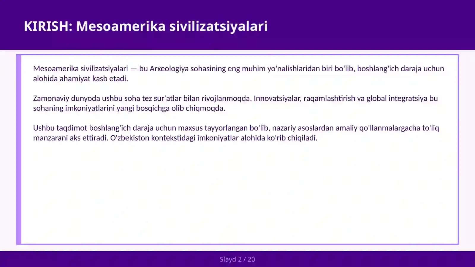 MESOAMERIKA SIVILIZATSIYALARI 2