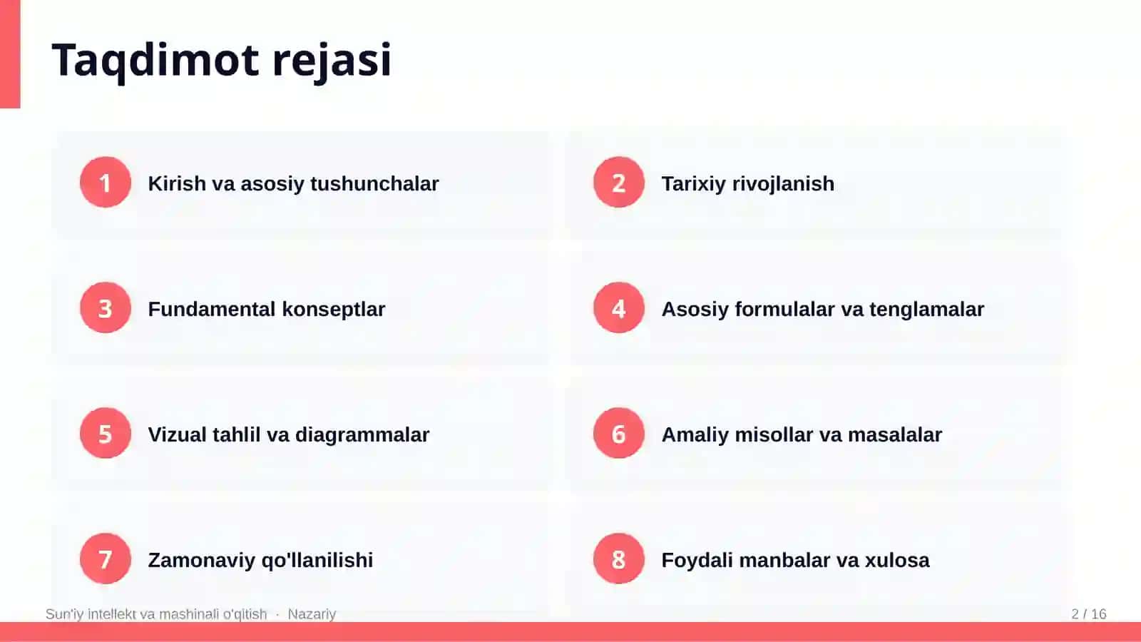 Sun'iy intellekt va mashinali o'qitish 2