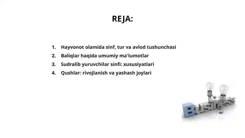 Hayvonot olamida sinf,tur va avlod .Baliqlar.Sudralib yuruvchilar.Qushlar.Sut emizuvchilar sinfi. 2