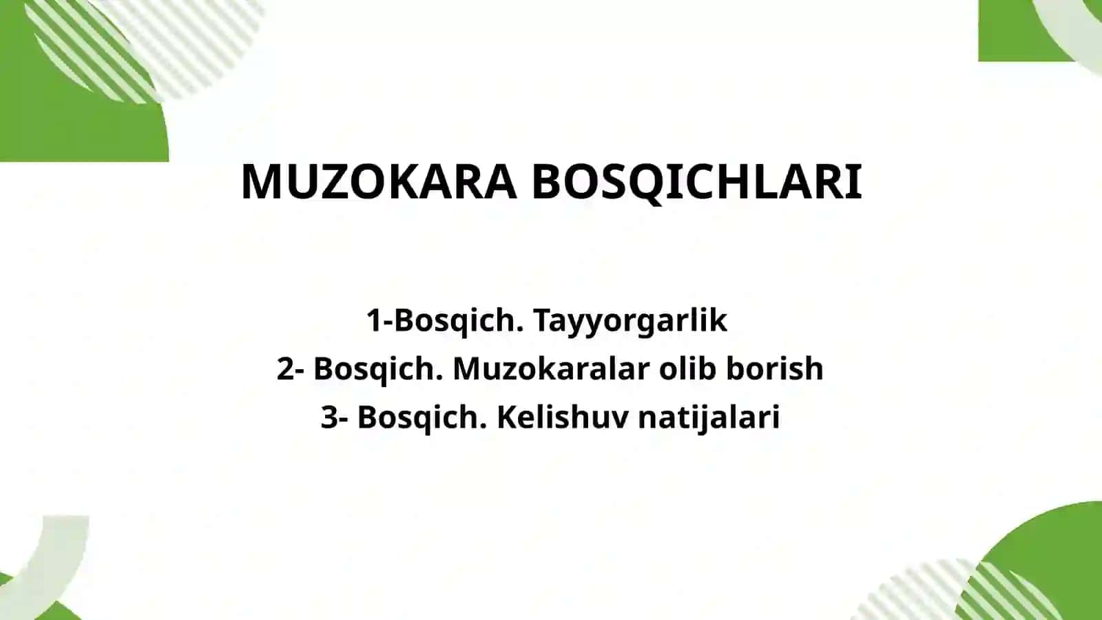 MUZOKARALAR HAQIDA 2