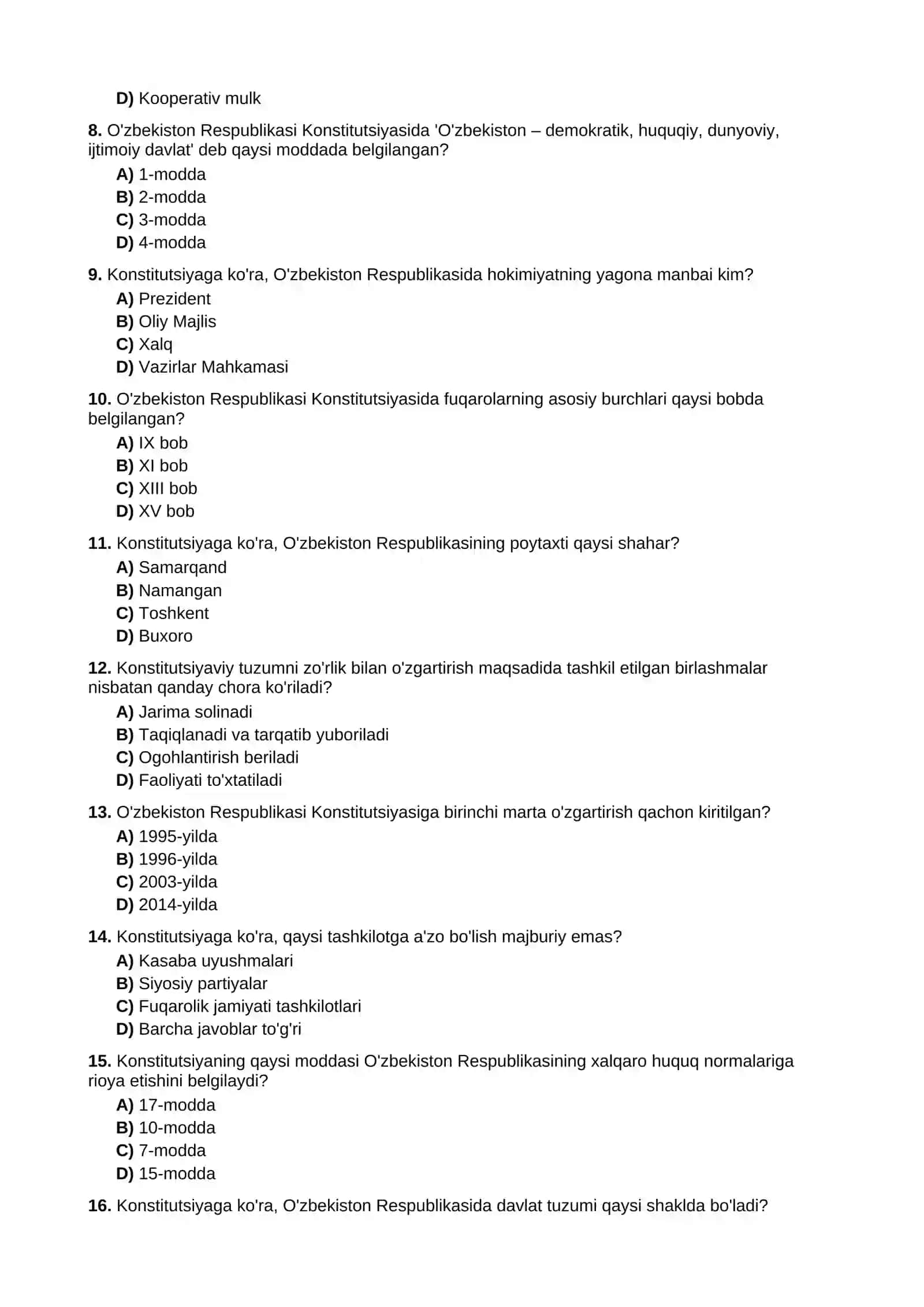 Huquq savollar 2