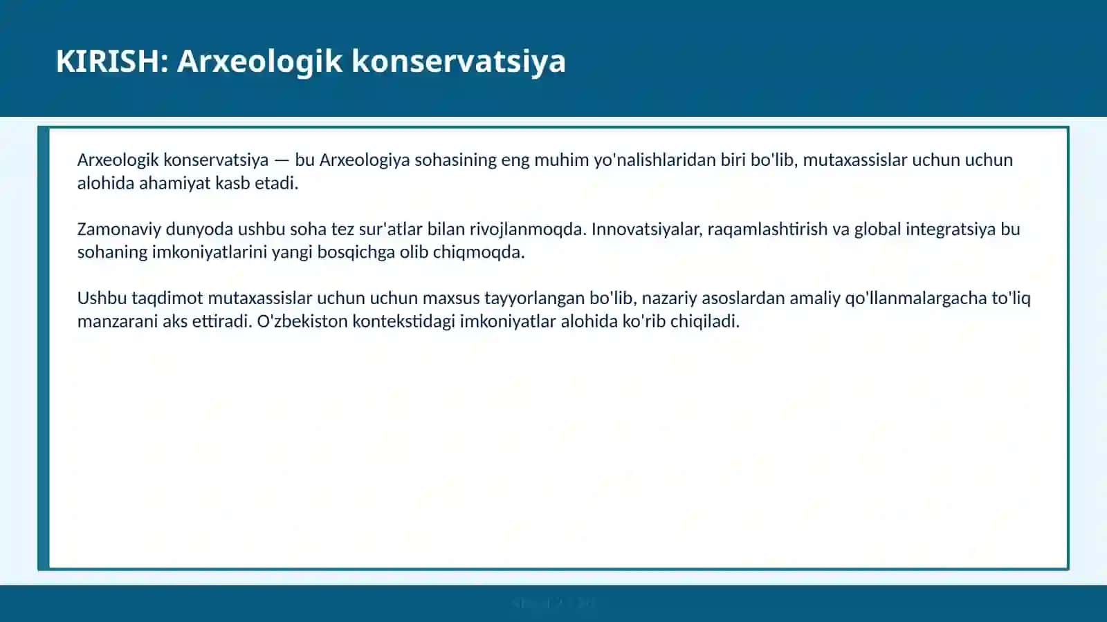 ARXEOLOGIK KONSERVATSIYA 2