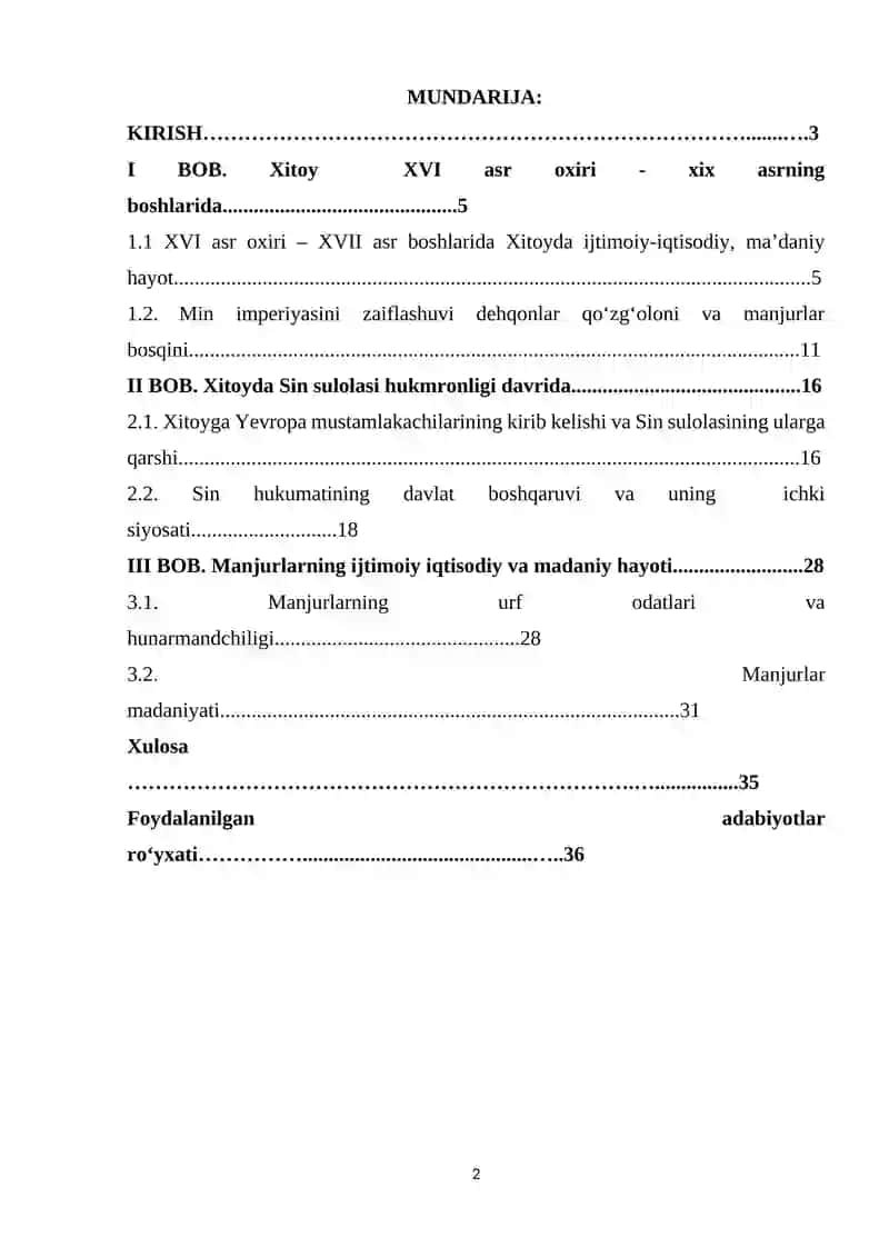 Manjurlar hukmronligining o'rnatilishi 2