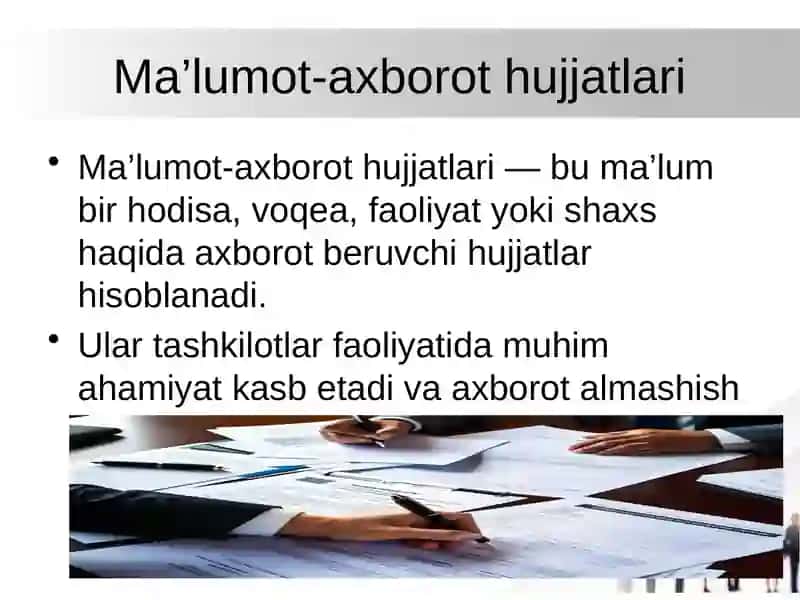 Ma’lumot-axborot hujjatlari 2
