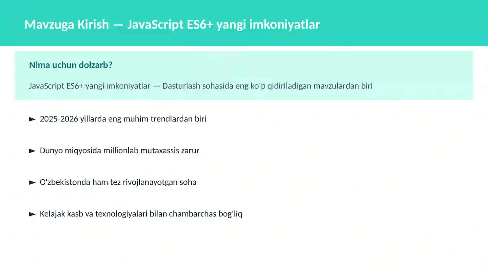 DASTURLASH | JAVASCRIPT VA WEB 2